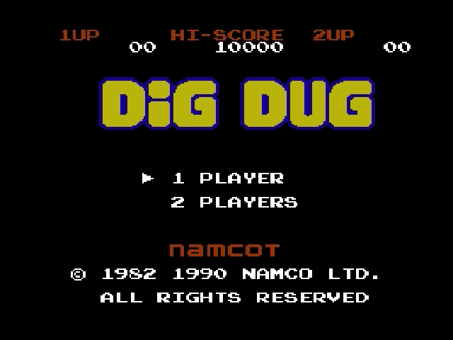 Dig Dug title screen for Famicom Disk System